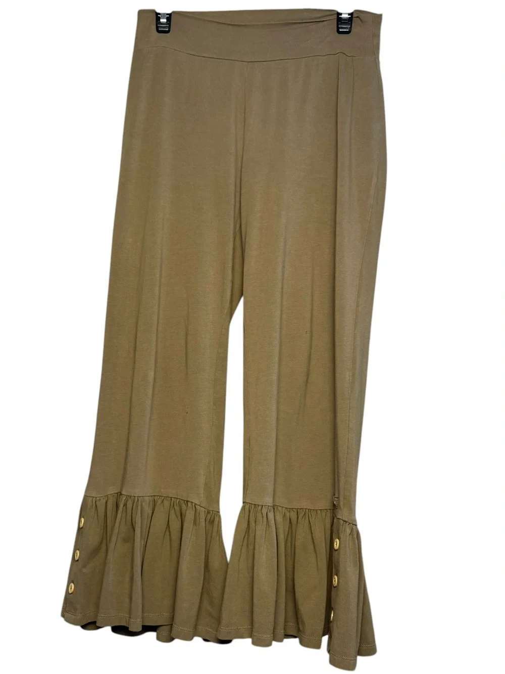 Matilda Jane Treetops Big Ruffles Olive Tan Cropped Pants Medium - Picture 3 of 8